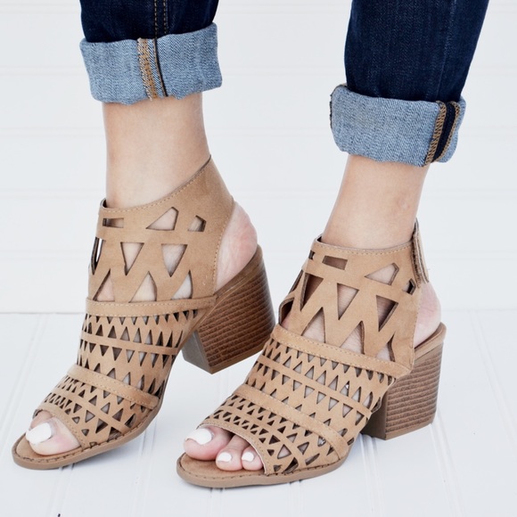 Shoes - The BALEY Laser Cut Peep Toe Booties